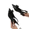 Satin Sandals Women's 2025 New Temperament Pointed Thin Heel Bow High Heel Sandals