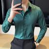 Black Men's Stretchy Wrinkle-Free Shirts, Blue Gray Red Green Asia Size M38-7XL46, White Plain Long Sleeve Office Dress Shirt.
