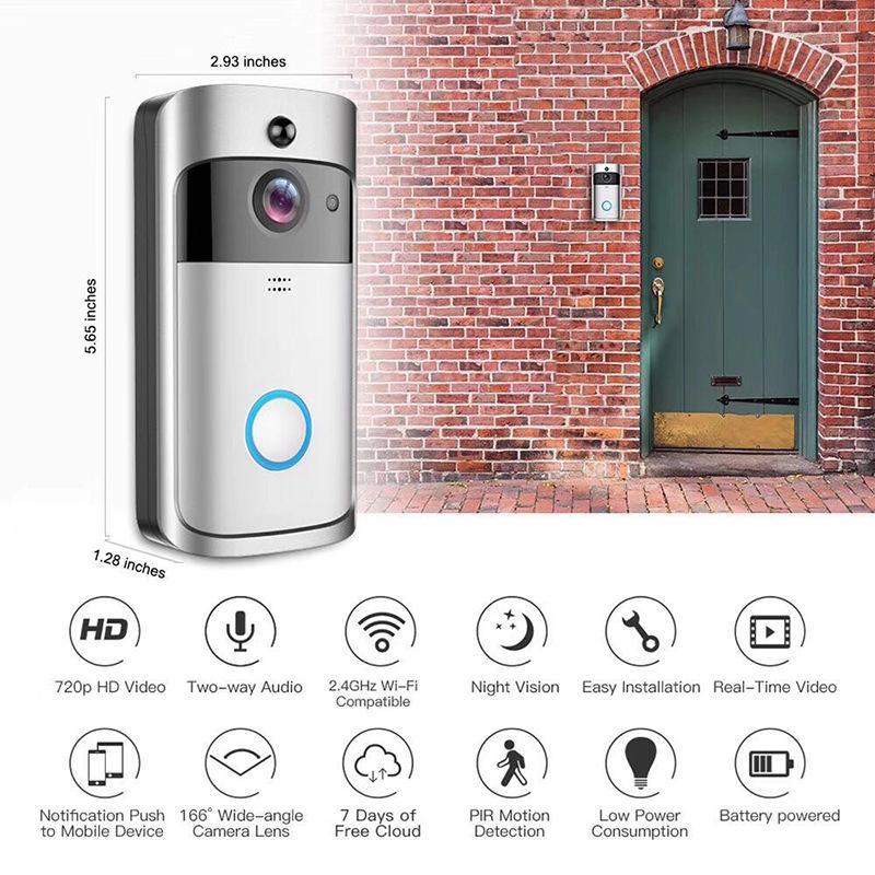 Intelligente WiFi-Video-Türklingel V5 mit kabellosem Gegensprechsystem und mobiler Überwachung