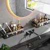 Bathroom Shelf Aluminum Alloy Shampoo Rack Kitchen Storage Organizer Shelves No Drill Corner Shelf Bathroom Accessories
