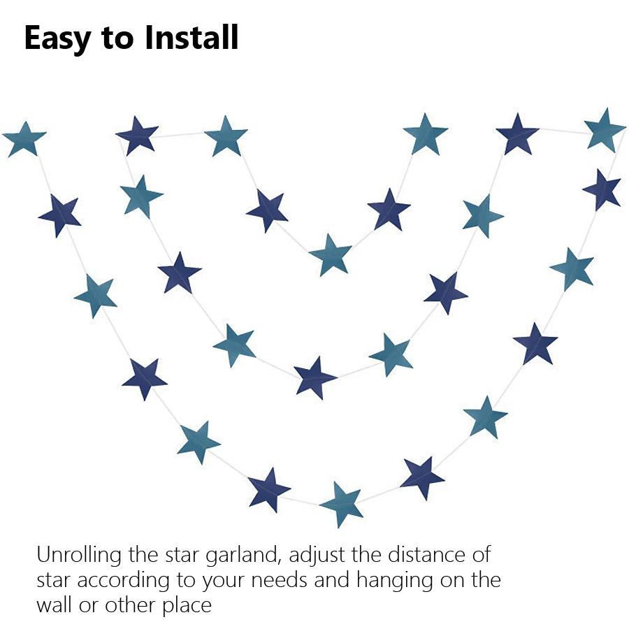 4M 7cm Shining Star Paper Drop Garland Banner Gold Silver Bunting Banner For Baby Shower Kids Room Wedding Hanging Decoration