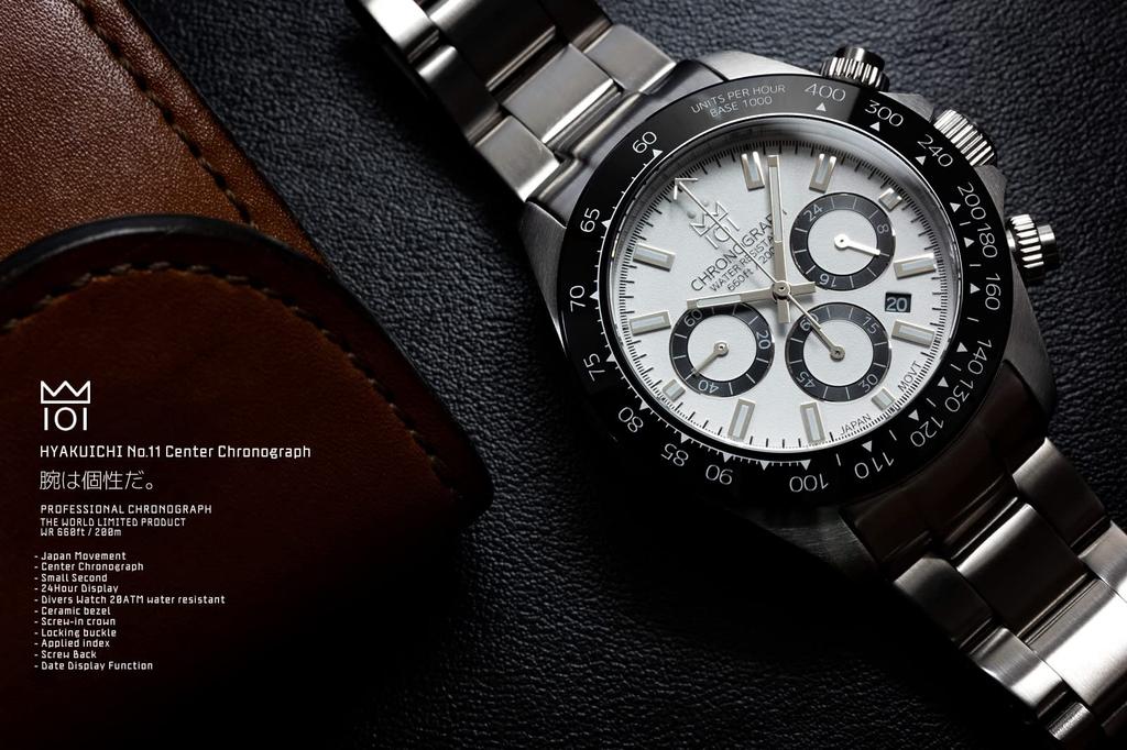 Hyakuichi Divers Chronograph Watch Watch 20 ATM Water Resistant Date Quartz Ceramic Bezel SW [HYAKUICHI 101] Men's