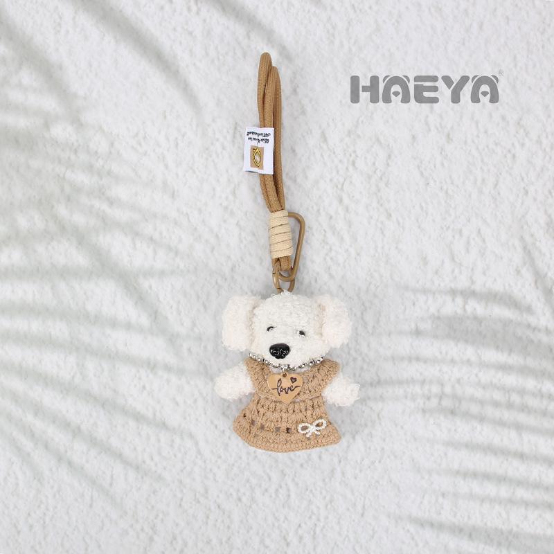 Korean Cute Puppy Plush Bag Charm Keychain Backpack Ornament 10 cm