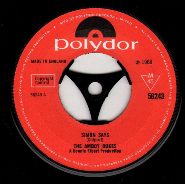 

7-дюймовая пластинка AMBOY DUKES - Simon Says 56243 Polydor 1968 Великобритания Рок Б/У
