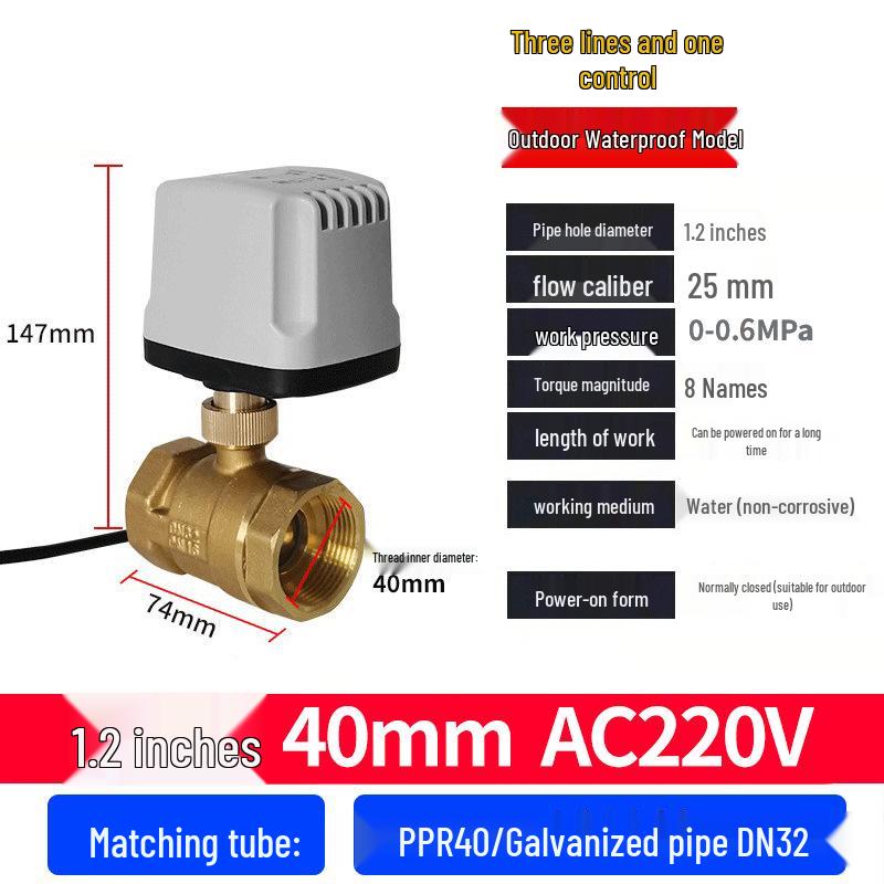 220V DN15 Měděný závitový elektrický kulový ventil pro regulaci vody