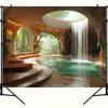 2D Spa Cave Waterfall Wall Tapestry Tropical Nature Background Cloth for Home
