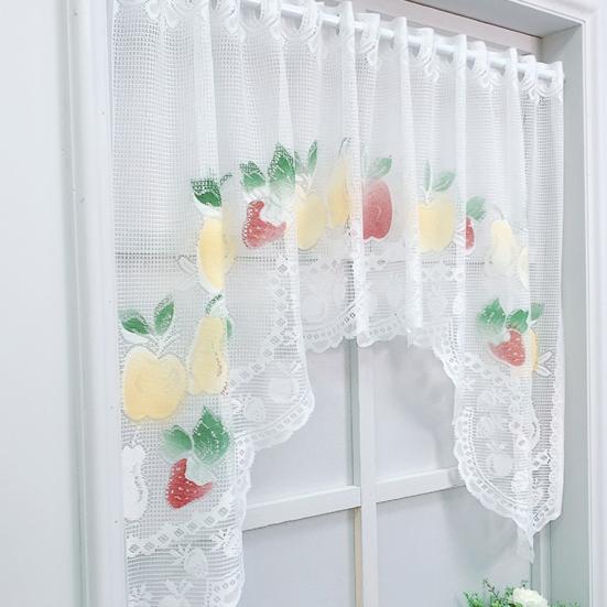 Lace Half Curtain, Lightweight Semi-Transparent Gauze Short Kitchen Window Curtain, Breathable Nordic Style Curtain for Bay Windows Cabinet Doors