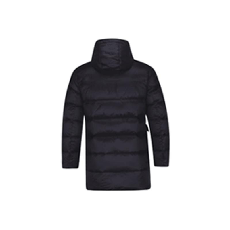 Li Ning Letter Print Warm Hooded Shoulder Loose Zipper Thick Down Jacket Unisex Outerwear Black AYMQ107-3