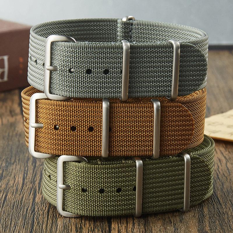 Solid Color NATO Nylon Watch Strap - One-Piece Woven, Available In 18/20/22mm