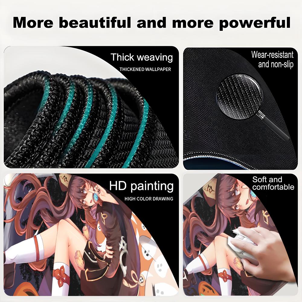 Genshin Hu Tao Animation Games fine HD patternsOffice Computer Desk Mat Table Keyboard Big Mouse Pad Laptop Non-slip Decor