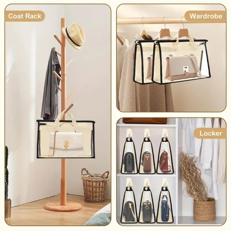 Clear PVC Handbag Storage Organizers With Hanging Hook For Dustproof Protections And Space Saving Closet Organization