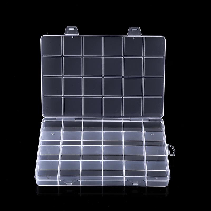 24 Grid Fixed Diy Multi-Grid Hardware Parts Grid Box, Plastic Storage Box With Lid Wax Grain Grid Box