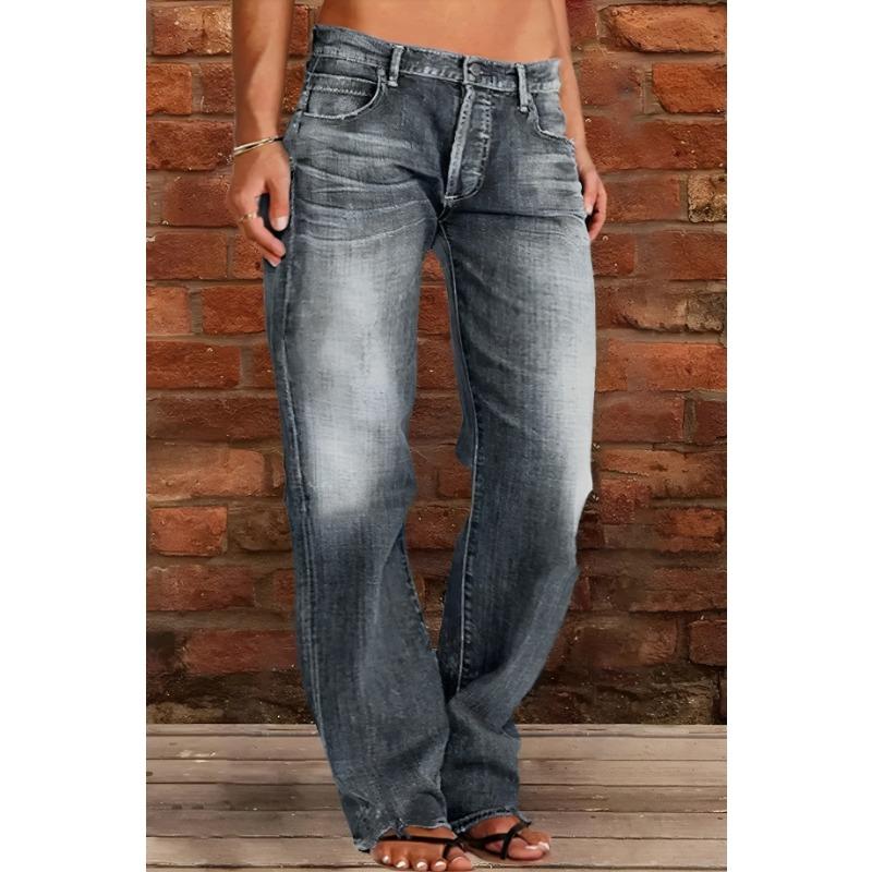 Women's High-Waisted Flared Denim Jeans with Raw Hem