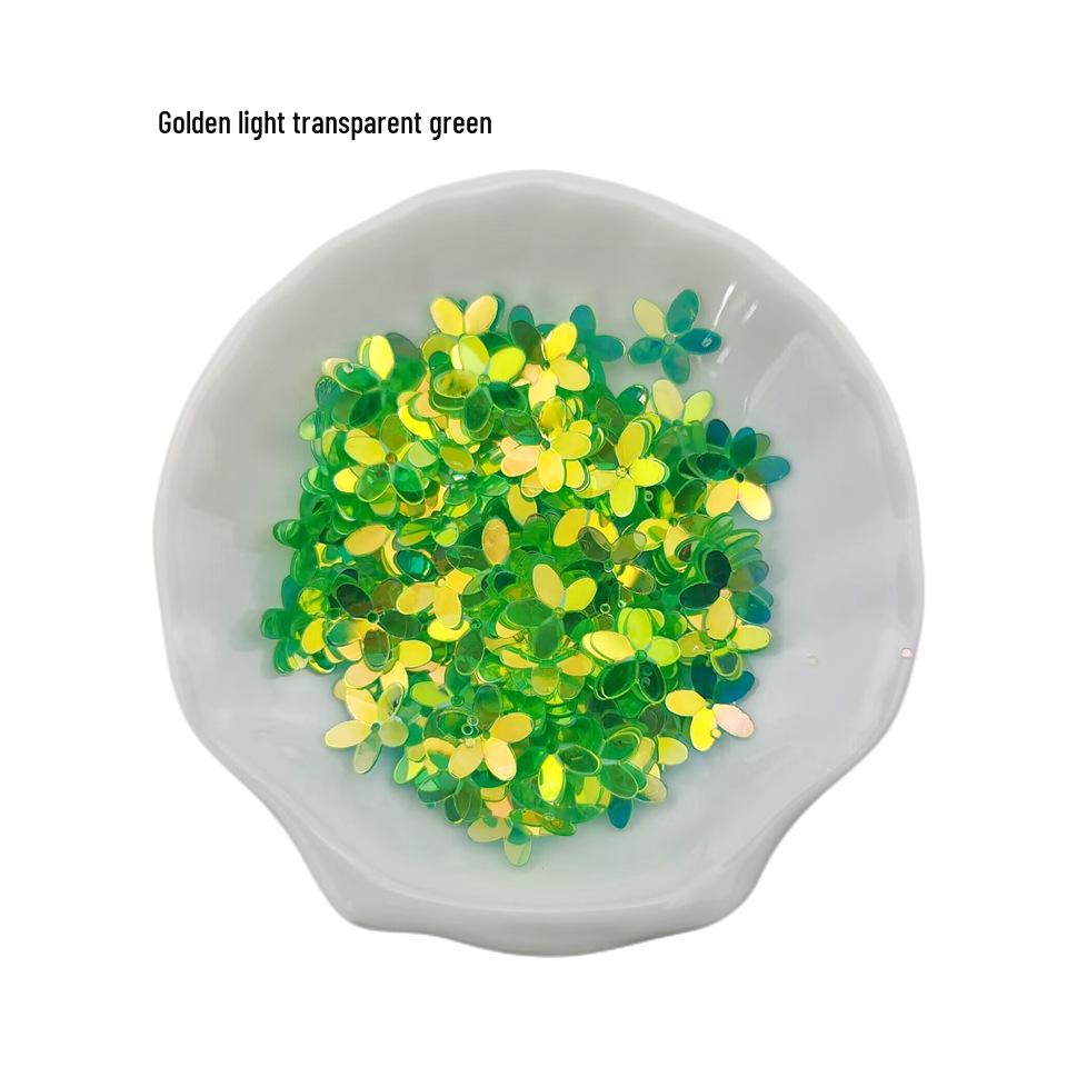 Perforated 10MM Gold Sequins 3D Transparent Five-Petal Flower for Eye Makeup, Bridal Wear, DIY Clothing Accessories.