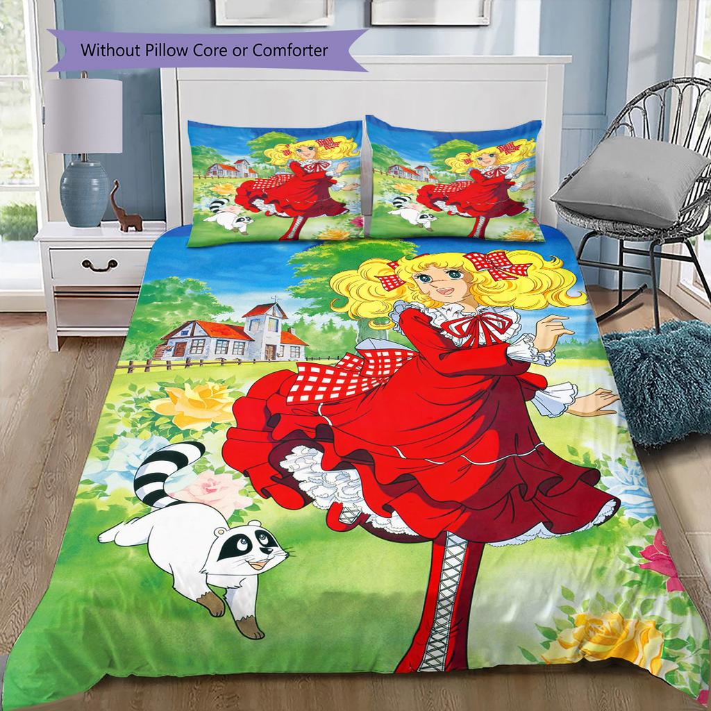 Anime Pattern Bedding Quilt Set Quilt Cover Pillowcase Home Decoration Birthday Gift (1 * duvet cover + 2 * pillowcase, without core)