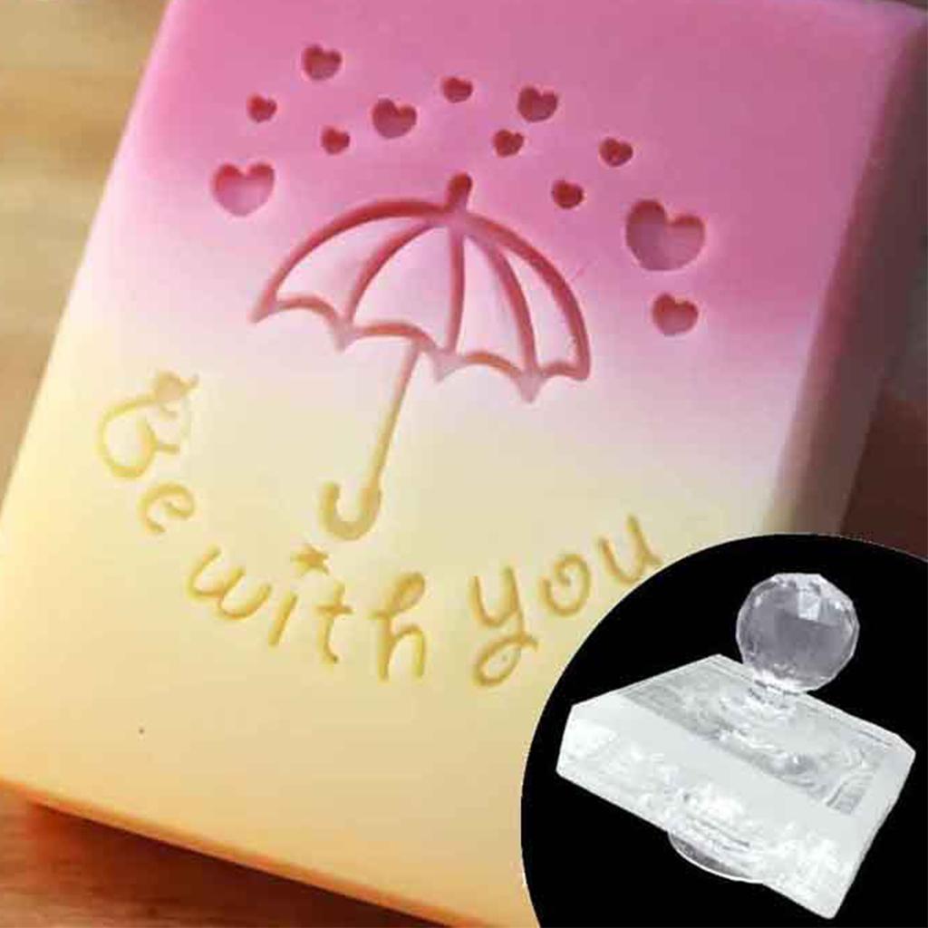Valentines Day Acrylic Clear Seal Natural Organic Soap Making Tool Accessories Love Heart Pattern Soap Stamp Block