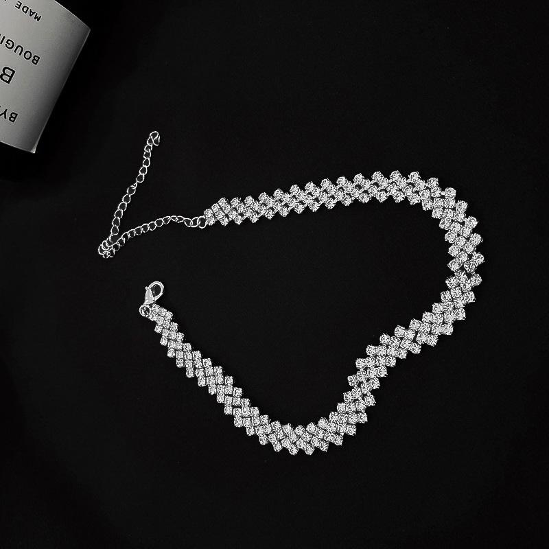 Elegant Full Diamond High-End Choker Necklace for Women - Trendy Clavicle Chain