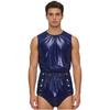 S-3XL Mens Waterproof Bodysuit Openable Crotch with Buttons Sleeveless Back Zipper Elastic Waistband One-piece Romper Jumpsuit for Clubwear Swimming