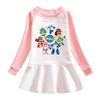 Korean-Style Baby Girl Long Sleeve Cartoon Dress with Ruffle Mesh Pleated Skirt