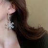 Silver Christmas Snowflakes Earrings Light Luxury Zircon Dangle Earrings  Women