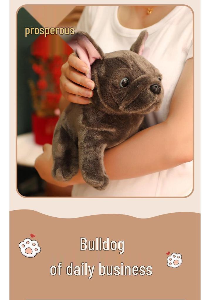 Gray Bulldog Plush Toy - French Bulldog & Shar Pei Mix