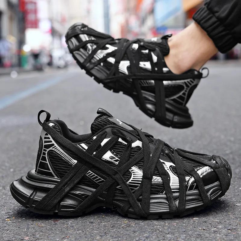 Men's Lace Up Street Sneakers Niche Thick Splicing Mixed Color Sports Shoes Arrival Vulcanization Shoes