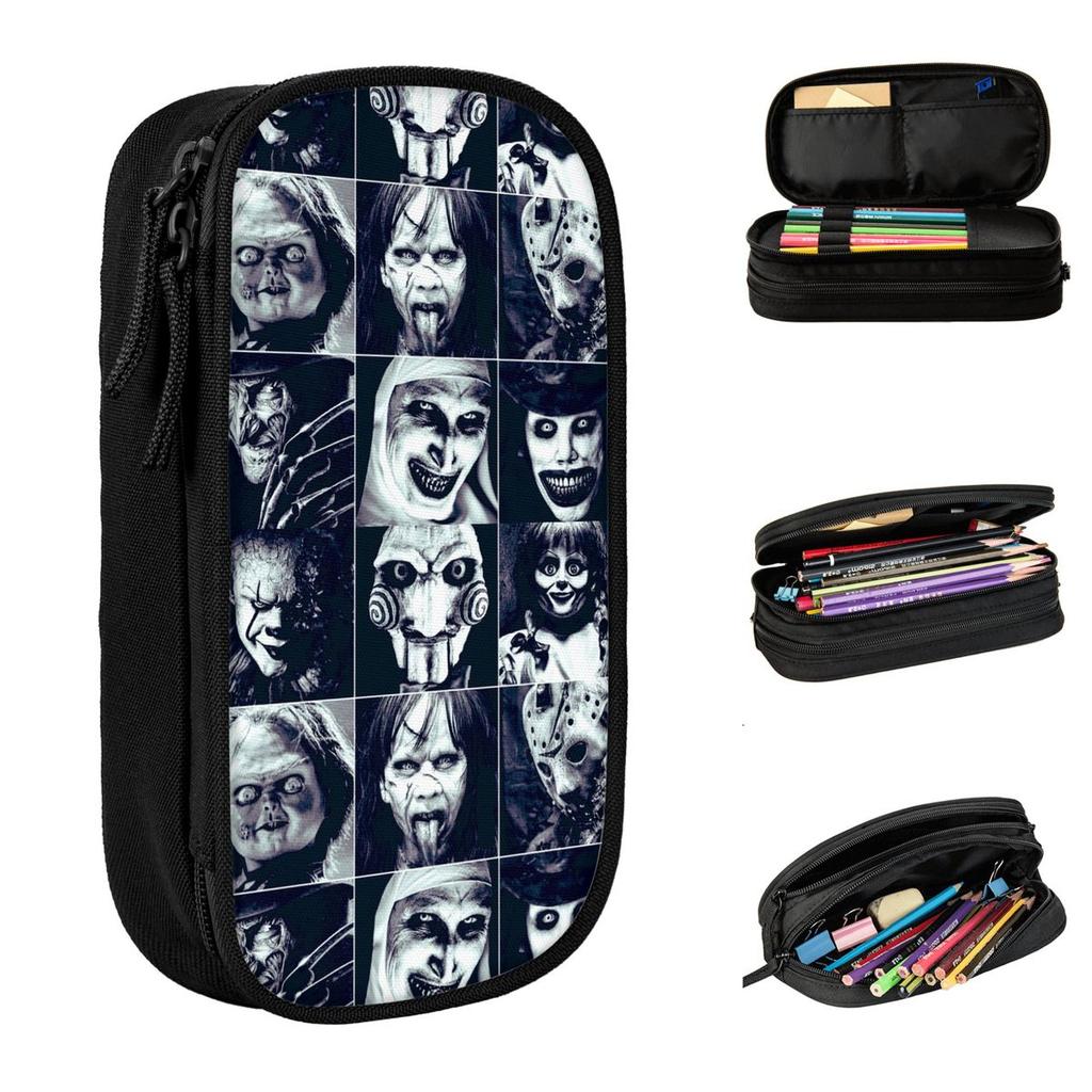 Horror Movie Gothic Pencil Case Scream Team Chucky Pen Box Bags Student Big Capacity Office Gift Pencil Box