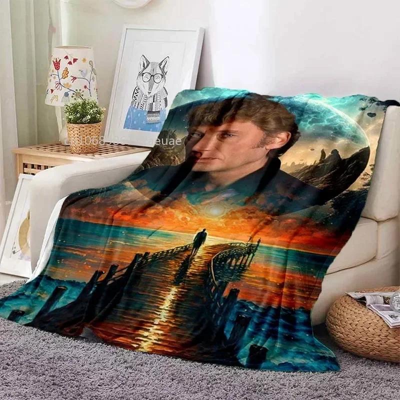 Rock Star Johnny Hallyday Flannel Blanket Rock'n Roll Soft Cover Lightweight Warm Plush Bed Sofa Chair Blanket