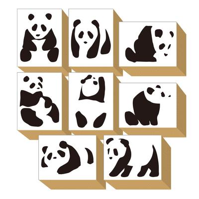 Cute Panda Animal Stamp Stylish Wooden Rubber Stamp Fun Perfect for Letter Made In Japan Set, Set, Stationery, Paper, Postcards, Planners, Notebooks,