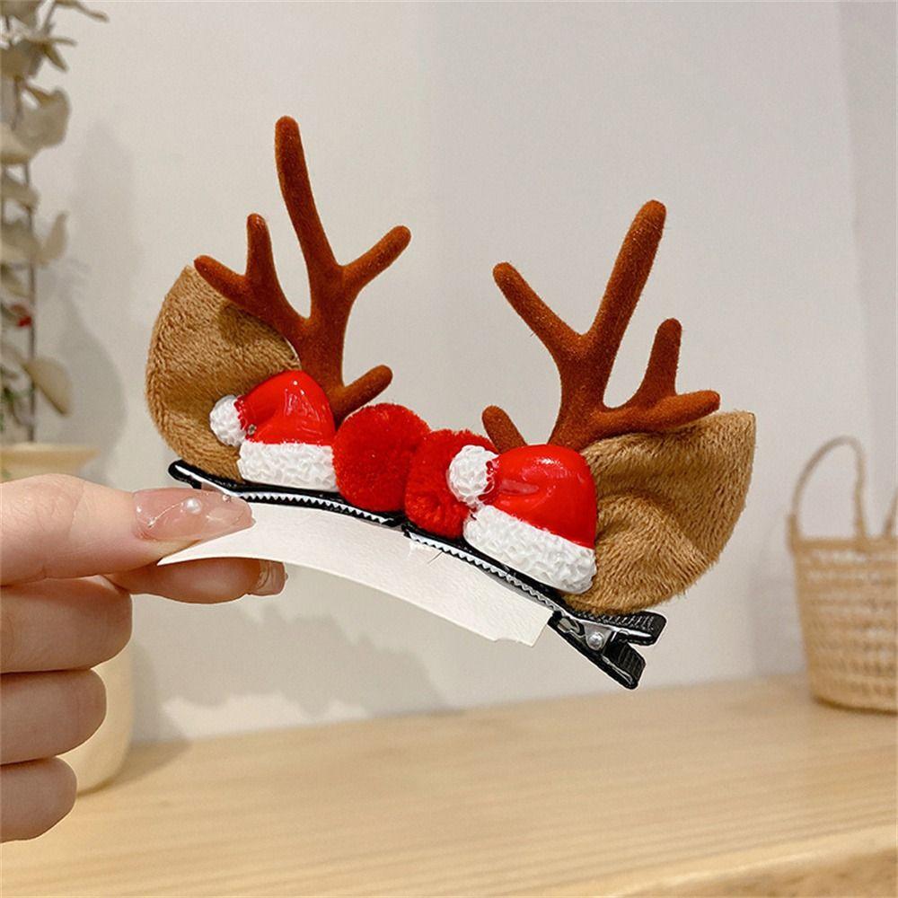 Party Headwear Duckbill Clip Bangs Clip Christmas Hair Clips Antler Hairpins Women Barrettes