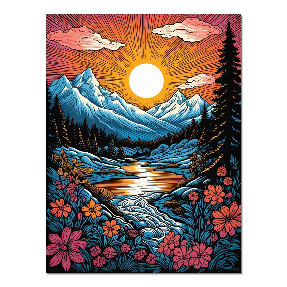 Landscape Sunset Diamond Painting Complete Kit DIY Mosaic Embroidery Hobby Handicraft Painting for Home Wall Decoration