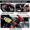 12V-24V Car Battery Disconnect Switch With Digital Voltmeter Bidirectional Joint Can Rotate Power Disconnect Switch