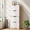 Slim Space-Saving Shoe Cabinet with 4 Drawers for 20 Pairs of Shoes 62.5x26x156 Cm, Wood Colour and White