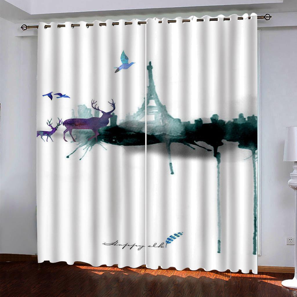 

HUANZHUANG Tower of Paris Blackout Франция Шторы для окон Гостиная Роскошные шторы для спальни 2 панели Декоративные 70Wx160Hcmx2&Grommet Top