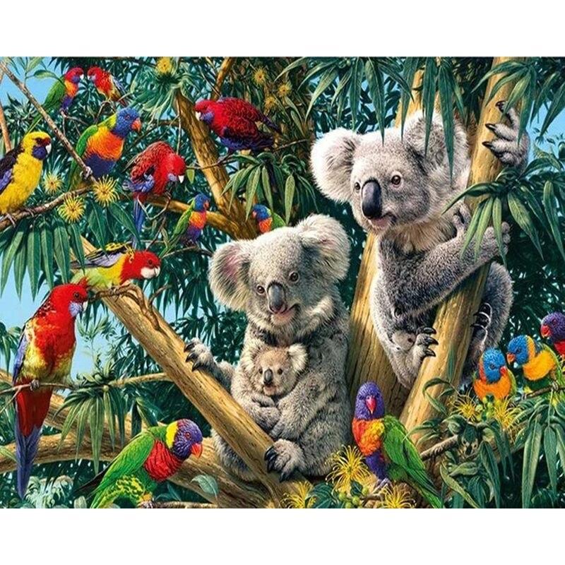 5d diamantmalingssett Koalabroderi Stue Veggdekorasjon Mosaikk Dyrehåndlaget gave Diamantkunst