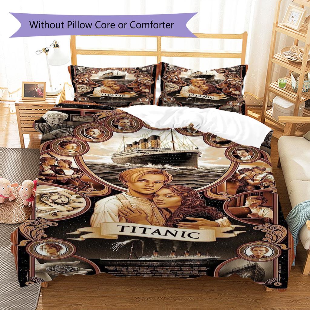 Biancheria da letto con motivo Titanic Set copripiumino Federe Decorazione per la casa Regalo (1 * copripiumino + 2 * federa, senza nucleo)