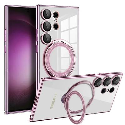 Stoßfeste Hülle für Samsung Galaxy S24 S23 Ultra Plus Note 20 FE A54 A34 A14 5G Magsafe Transparenter Ring Wireless Charge Magnetische Linsenabdeckung