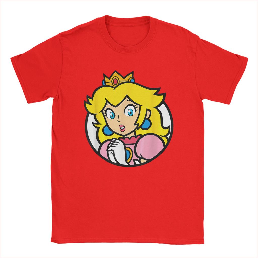 Men Super Marios Bros Princess Peach T Shirts 100% Cotton Clothes Funny Short Sleeve Crewneck Tees Adult T-Shirts