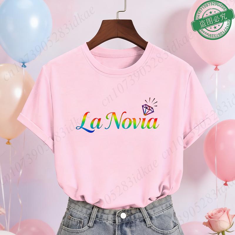 Spanish Girls Bridal Shower T-Shirts Team Bride Tribe Blouses Short Sleeve Tees for Bachelorette Hen Party Wedding Celebration