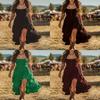 Vestido de Verano Estilo Bohemio con Dobladillo Fruncido y Falda Irregular para Salidas Casuales