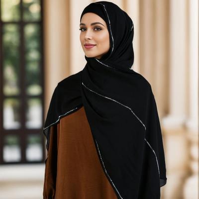 Nuovi Hijab Scialli in Chiffon con Diamanti Sciarpe Musulmane da Donna Copricapo con Strass Fasce Turbante Abbigliamento Islamico Bandana Liscia Bufandas