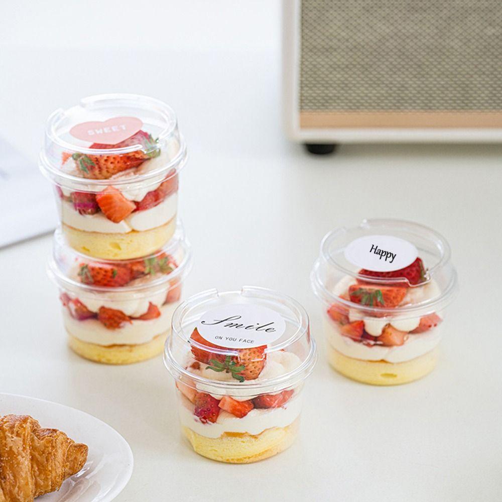 50PCS Transparent Bowl Disposable Pudding Cups Plastic Material Dessert Cups Yogurt Cup  Yogurt