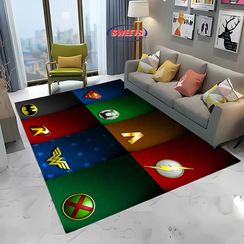 Nové police! 3D Klasický koberec s logem DC, Obývací pokoj Ložnice Kancelářský prostor Dětský pokoj dle výběru, Protiskluzová Strojově pratelná rohož