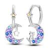 925 Sterling Silver Love Feather Moon Star Heart Earrings Fit Original Charms Hoop for Women Girls Stud Earring Jewelry Gifts