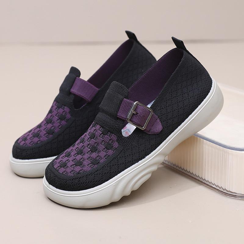 Shoes women's breathable soft-soled lightweight single shoes comfortable one-pedal lazy flying weaving casual non-slip walking mother shoes