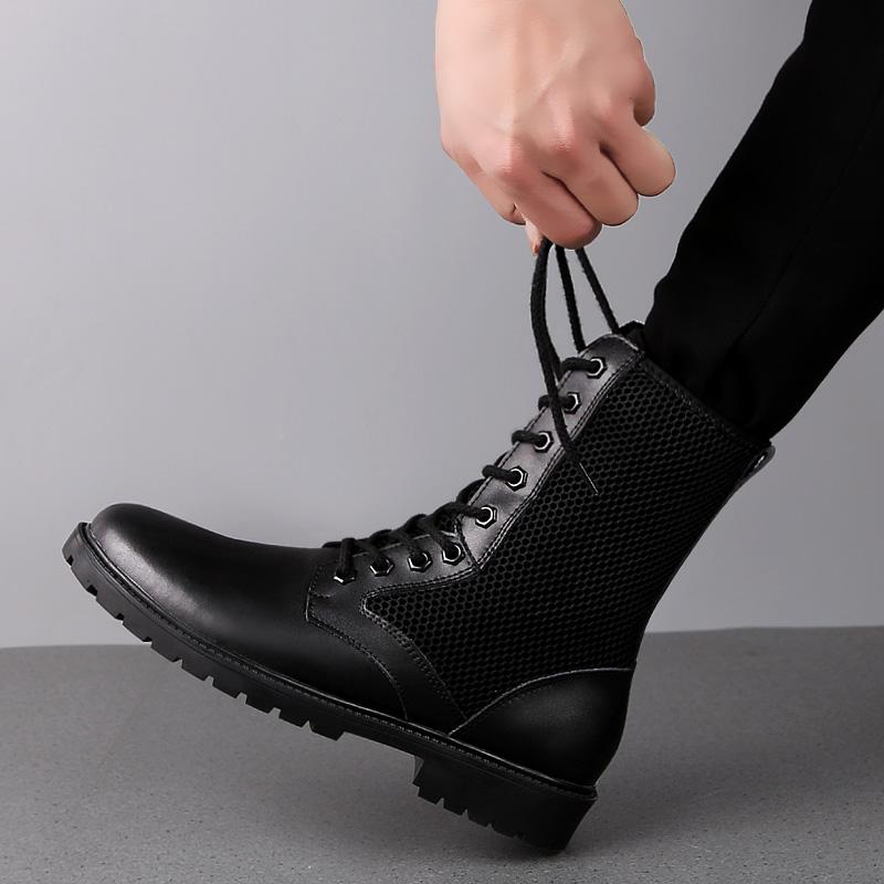 New Arrival Motorcycle Boots Genuine Leather Mens High Top Footwear Hot-selling Casual Mid-Calf Boots Male Leisure Walking Botas