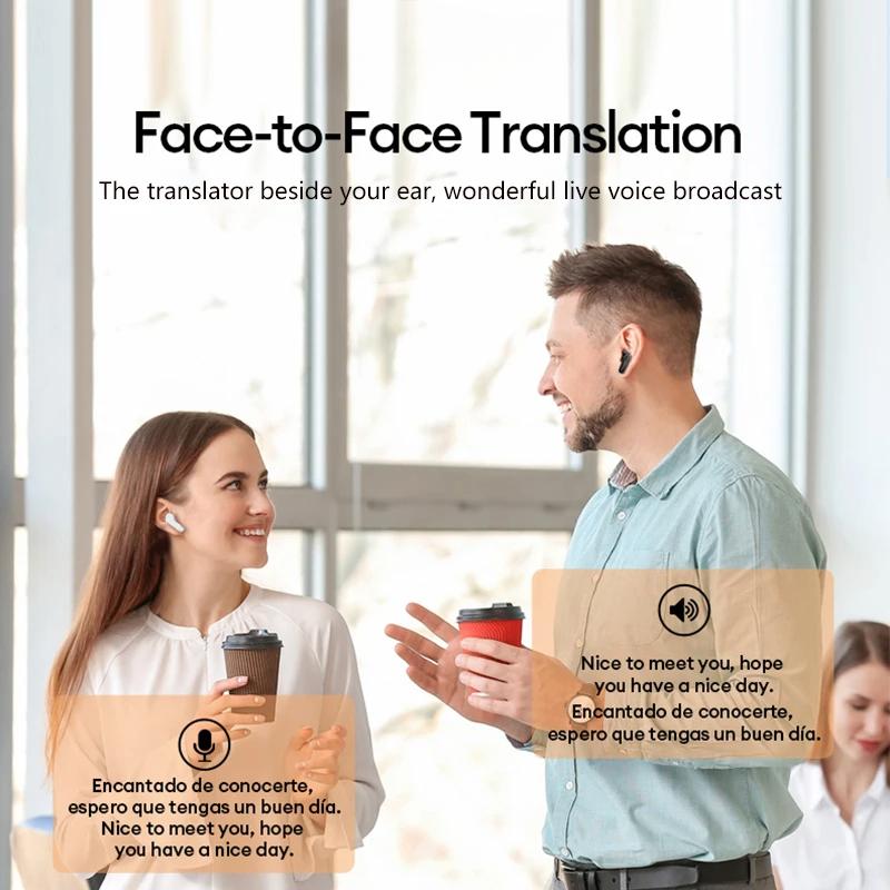 AI Translation Headphones Wireless Bluetooth 5.4 Noise Reduction HD Call Earbuds Office Travel Real Time Translation