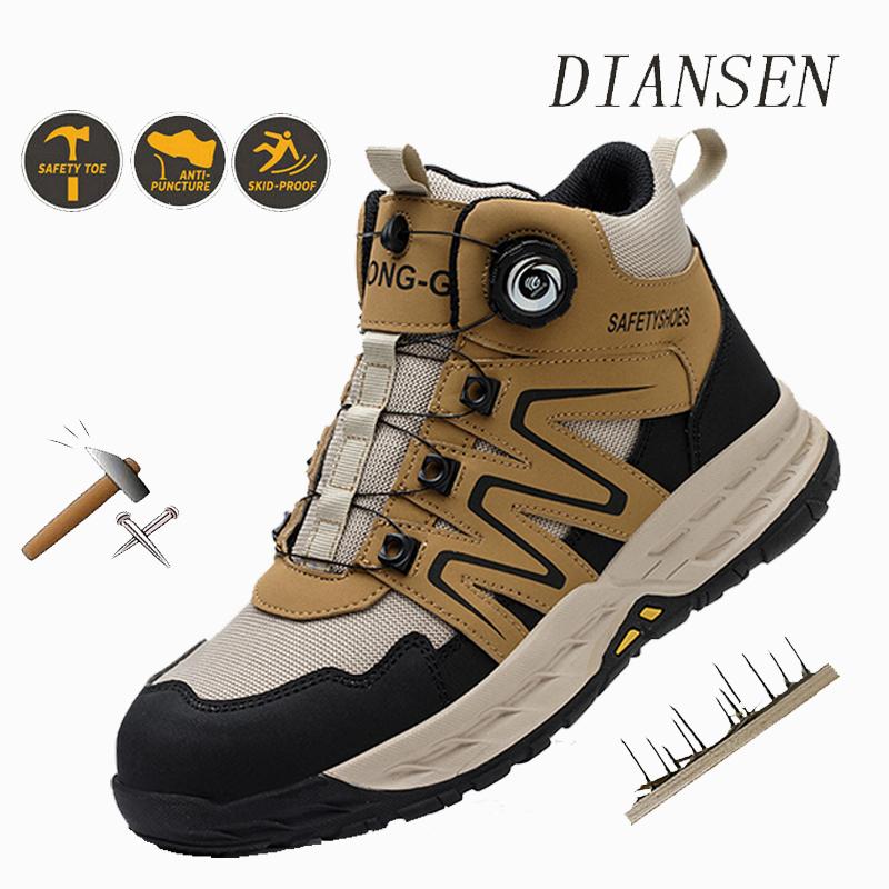 Men'S Work Safety Shoes Indestructible Work Shoes High Top Anti-Smash Steel Toe Protective Work Boots For Construction Site