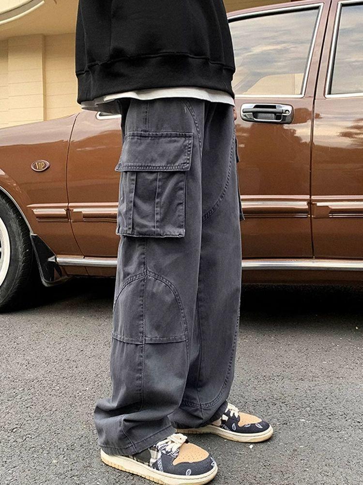 American Retro Work Pants For Men With Stretch Fabric Casual Style For Daily Wear