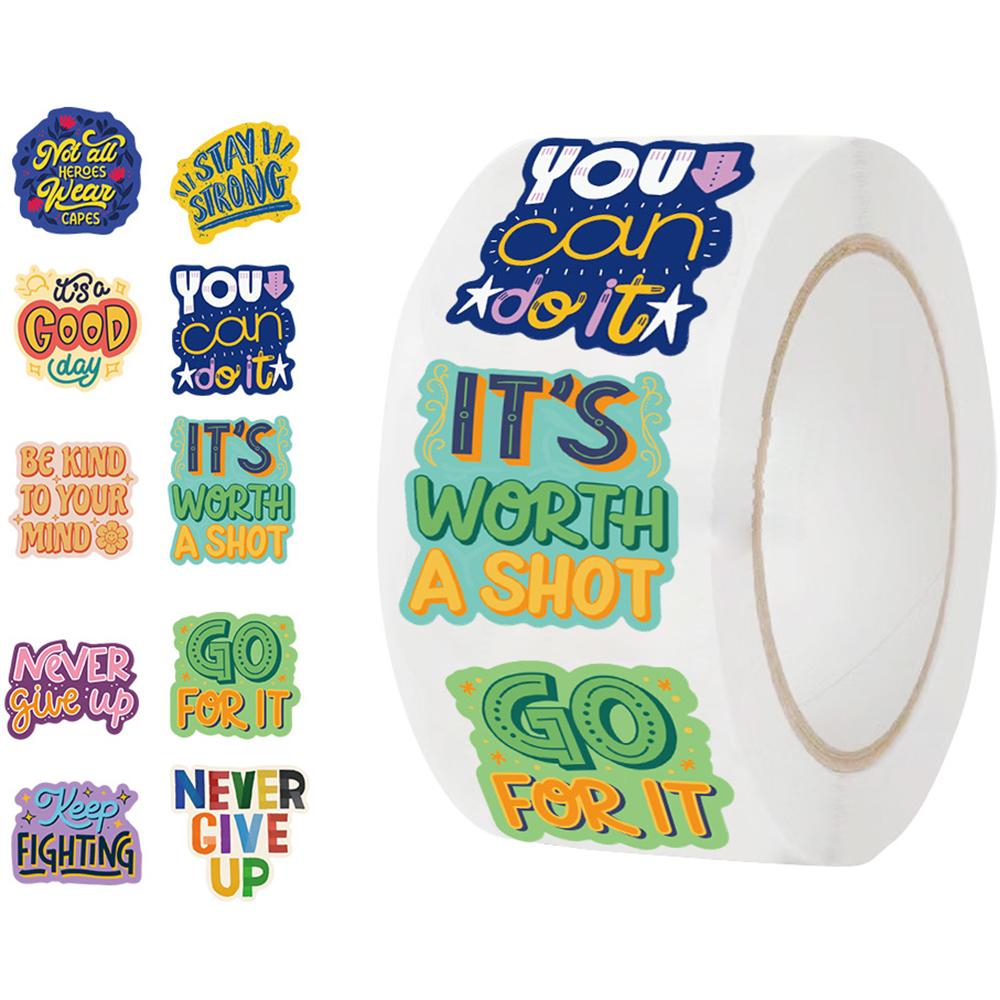 50-500PCS Word Encourage Inspirational Words Stickers Cute Reward Roll Stickers for School Teacher Student Stationery Toys
